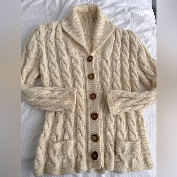 Vintage Cable Knit Hand Knit Cardigan - Picture 1 of 4